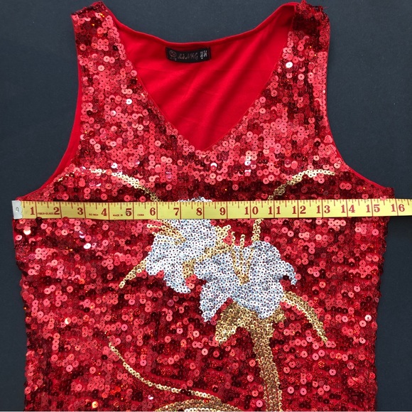 Ljang Yu red sequin dress. - Picture 3 of 5